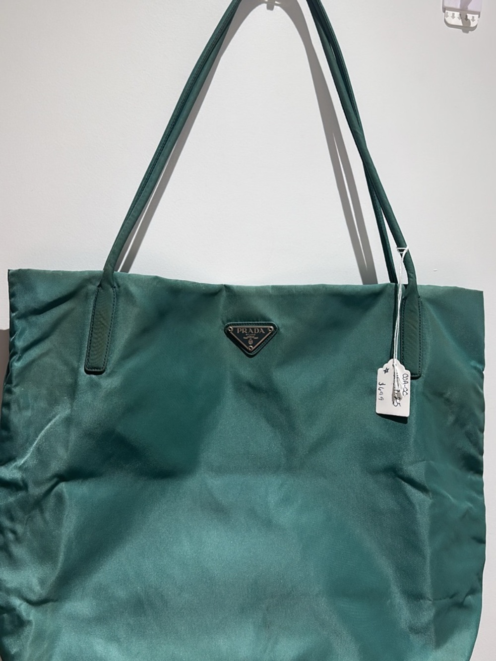 Prada Teal Green Nylon Tote Bag